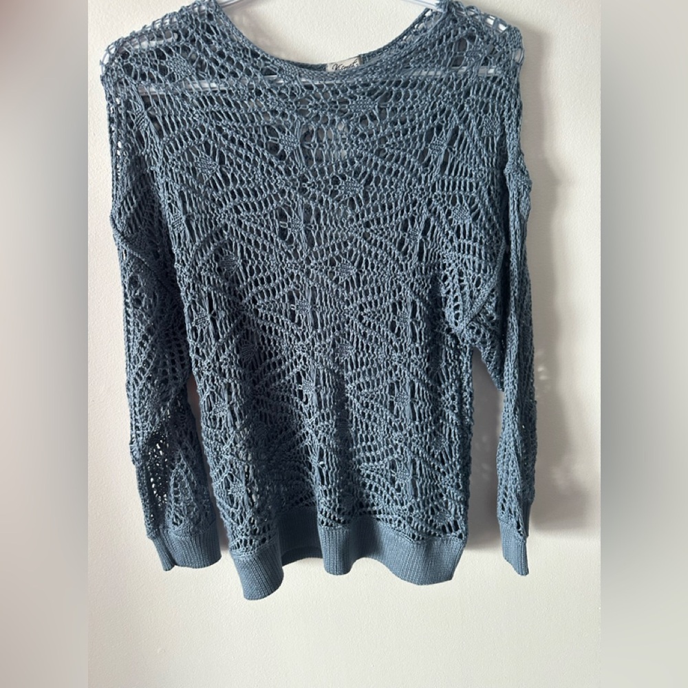 Women's Blue Crochet Sweater